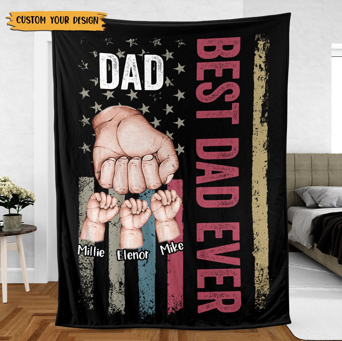 Personalized Blanket -  Best Dad Ever - Best Gift For Father