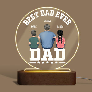 Best Dad Ever - Personalized Round Acrylic LED Lamp - Best Gift For Father - Giftago