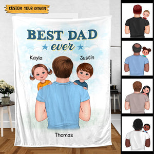 Best Dad Ever With Kids - Personalized Blanket - Best Gift For Father - Giftago