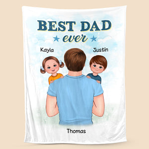 Best Dad Ever With Kids - Personalized Blanket - Best Gift For Father - Giftago