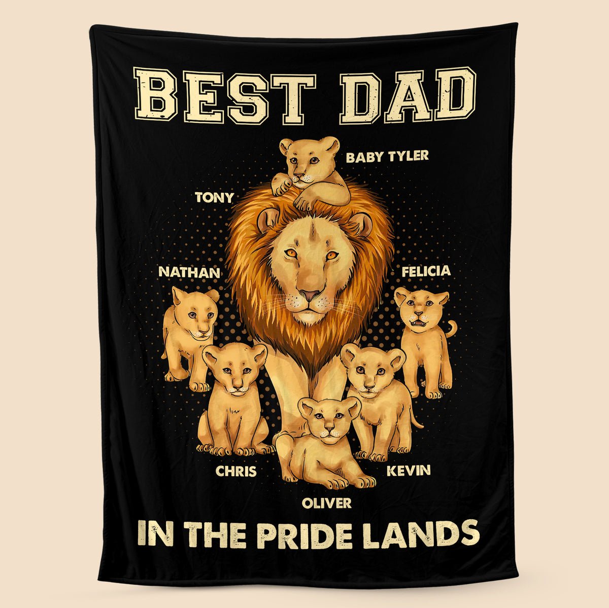 Best Dad In The Pride Lands - Personalized Blanket - Best Gift For Father - Giftago