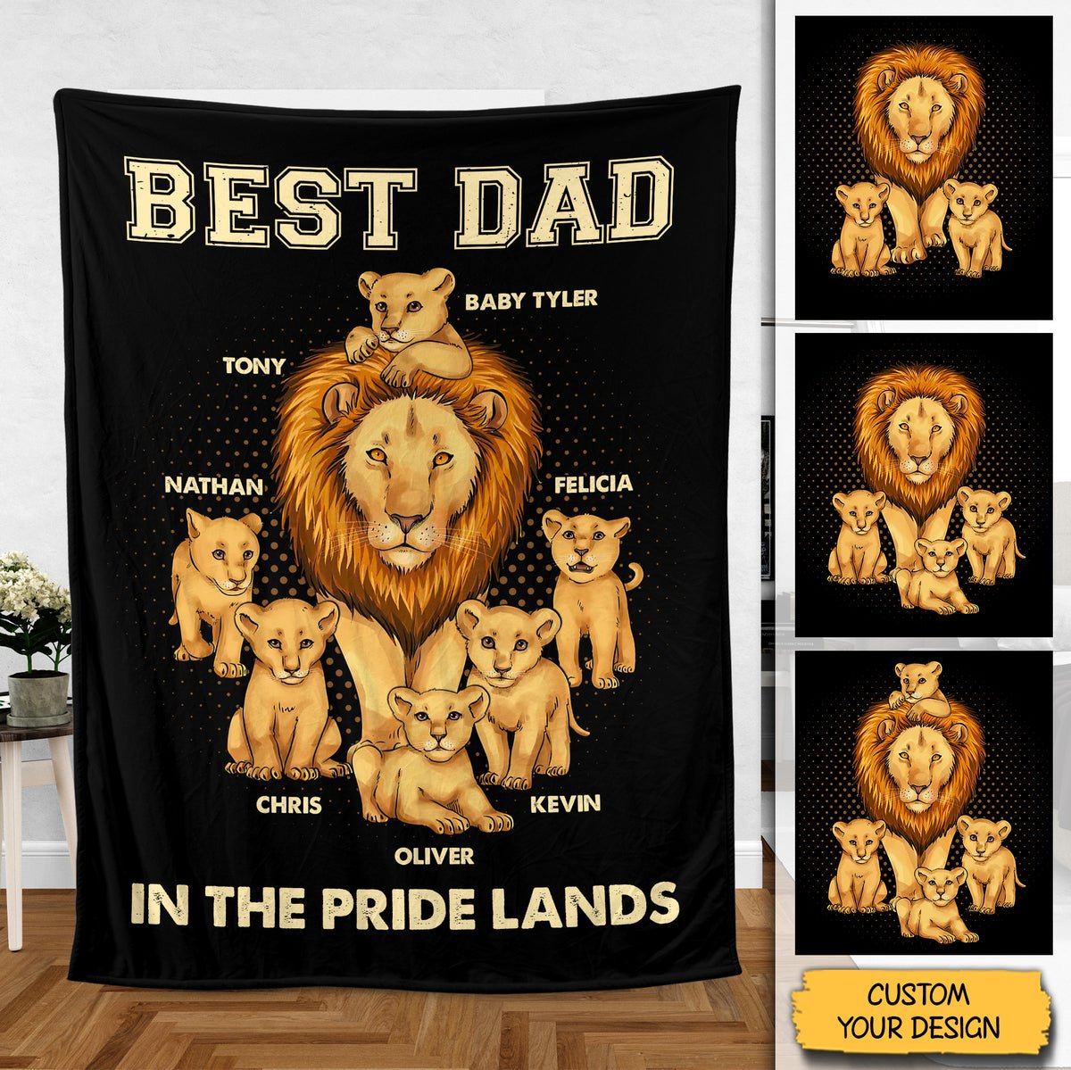 Best Dad In The Pride Lands - Personalized Blanket - Best Gift For Father - Giftago