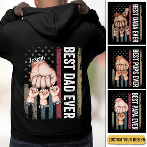 Personalized T-Shirt/ Hoodie - Best Dad/Papa Ever Hand Bump With Kids