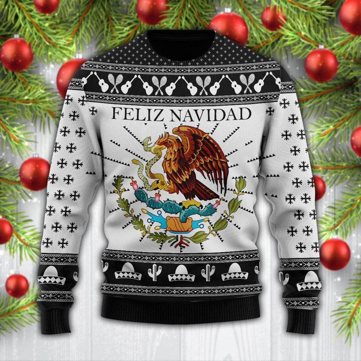 Black Feliz Navidad Mexican Ugly Sweater - TG0921DT - Giftago