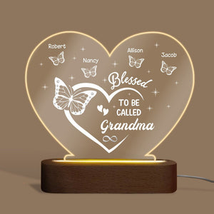 Blessed To Be Called Grandma - Personalized Heart Acrylic LED Lamp - Best Gift for Grandma - Giftago
