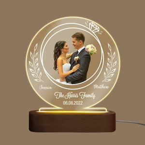 Couple Ring - Personalized Round Acrylic LED Lamp - Best Gift For Couple - Giftago