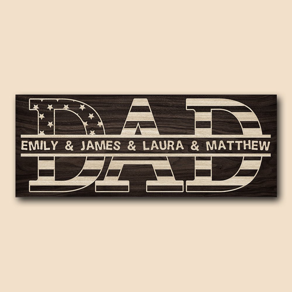DAD & Children Names - Personalized Wooden Sign - Best Gift for Father's Day - Giftago