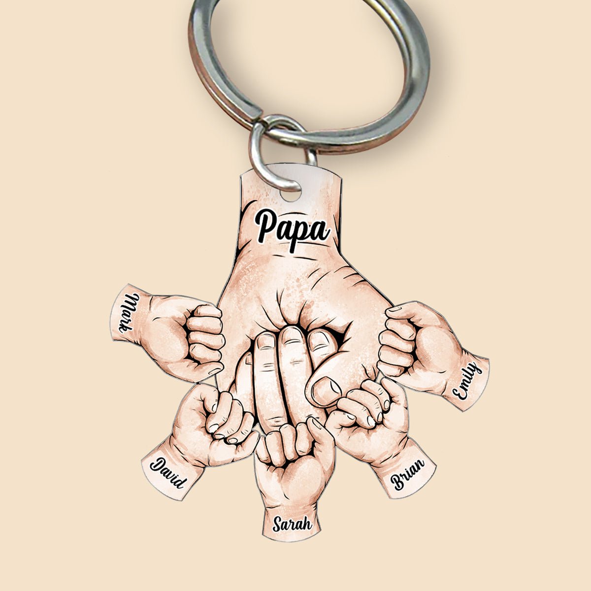 Personalized Acrylic Keychain - Dad & Kids Fist Bumps