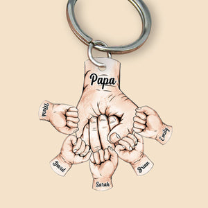 Personalized Acrylic Keychain - Dad & Kids Fist Bumps