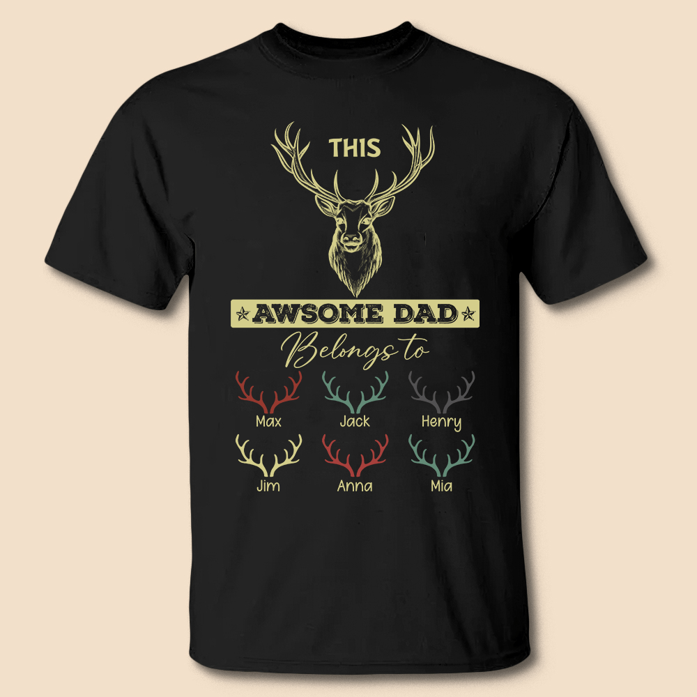 Dad/ Grandpa Deer Personalized T-Shirt/ Hoodie - Best Gift For Father - Giftago