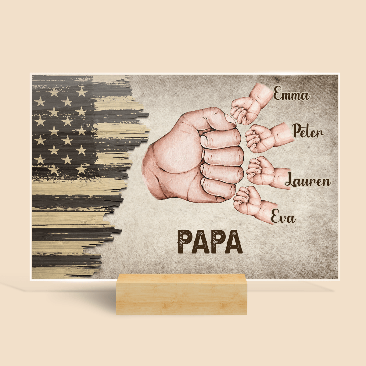 Dad/ Grandpa Fist Bump - Personalized Acrylic Plaque - Best Gift For Dad/ Grandpa - Giftago