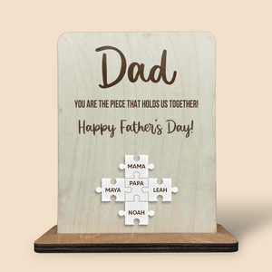 Dad Happy Father's Day Puzzle Pieces - Personalized Wood Puzzle Sign - Giftago