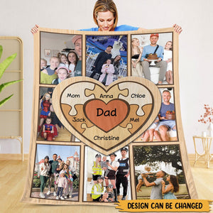 Dad Heart Photo - Personalized Blanket - Best Gift For Father, Grandpa - Giftago