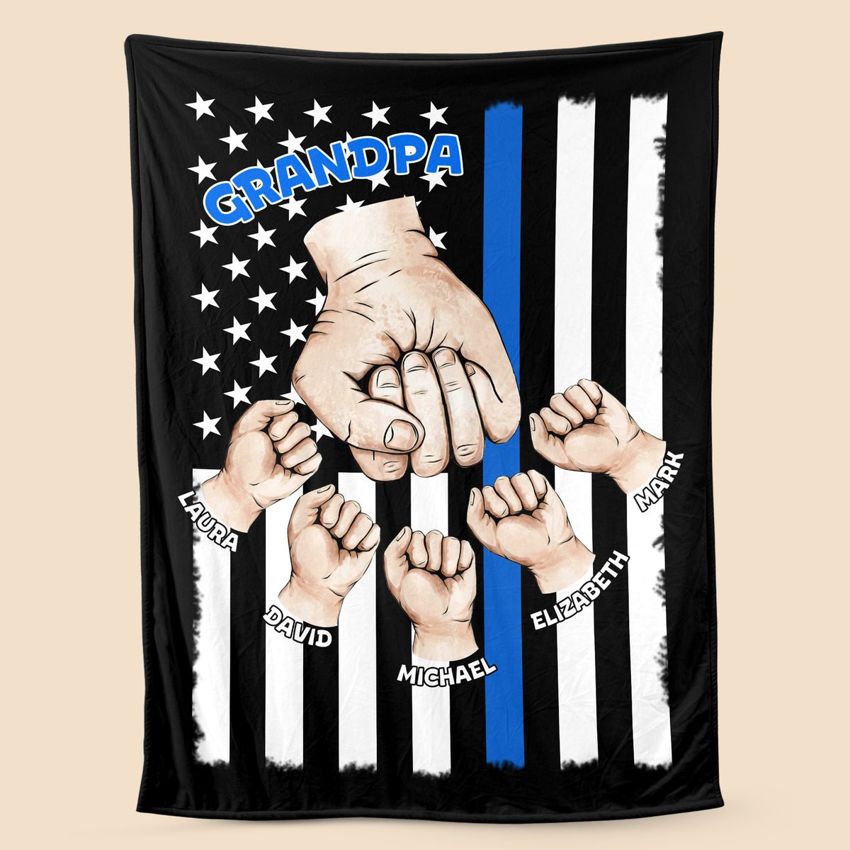 Dad/ Papa/ Grandpa Fist Bumps - Personalized Blanket - Best Gift For Father - Giftago