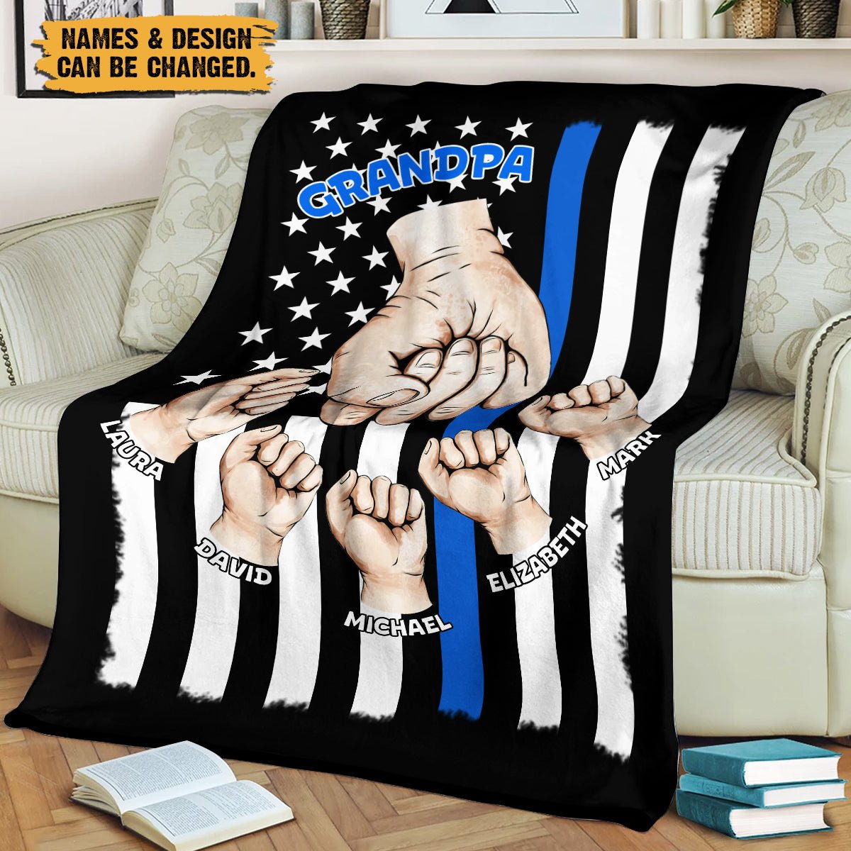 Dad/ Papa/ Grandpa Fist Bumps - Personalized Blanket - Best Gift For Father - Giftago