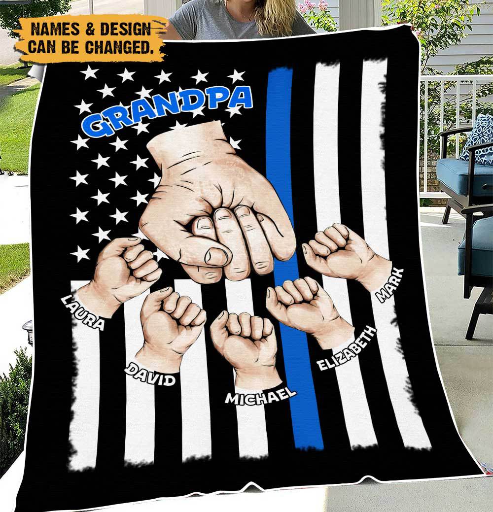 Dad/ Papa/ Grandpa Fist Bumps - Personalized Blanket - Best Gift For Father - Giftago