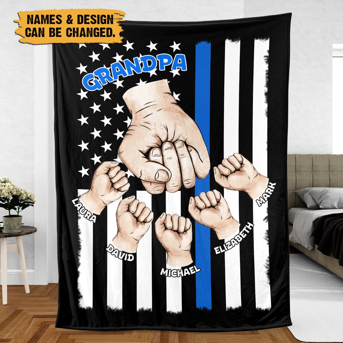 Dad/ Papa/ Grandpa Fist Bumps - Personalized Blanket - Best Gift For Father - Giftago