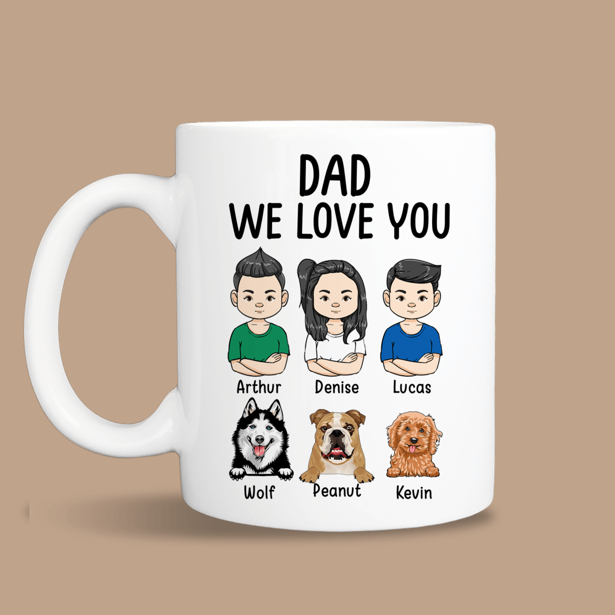 Dad We Love You Kids And Pets - Personalized White Mug - Best Gift For Father - Giftago
