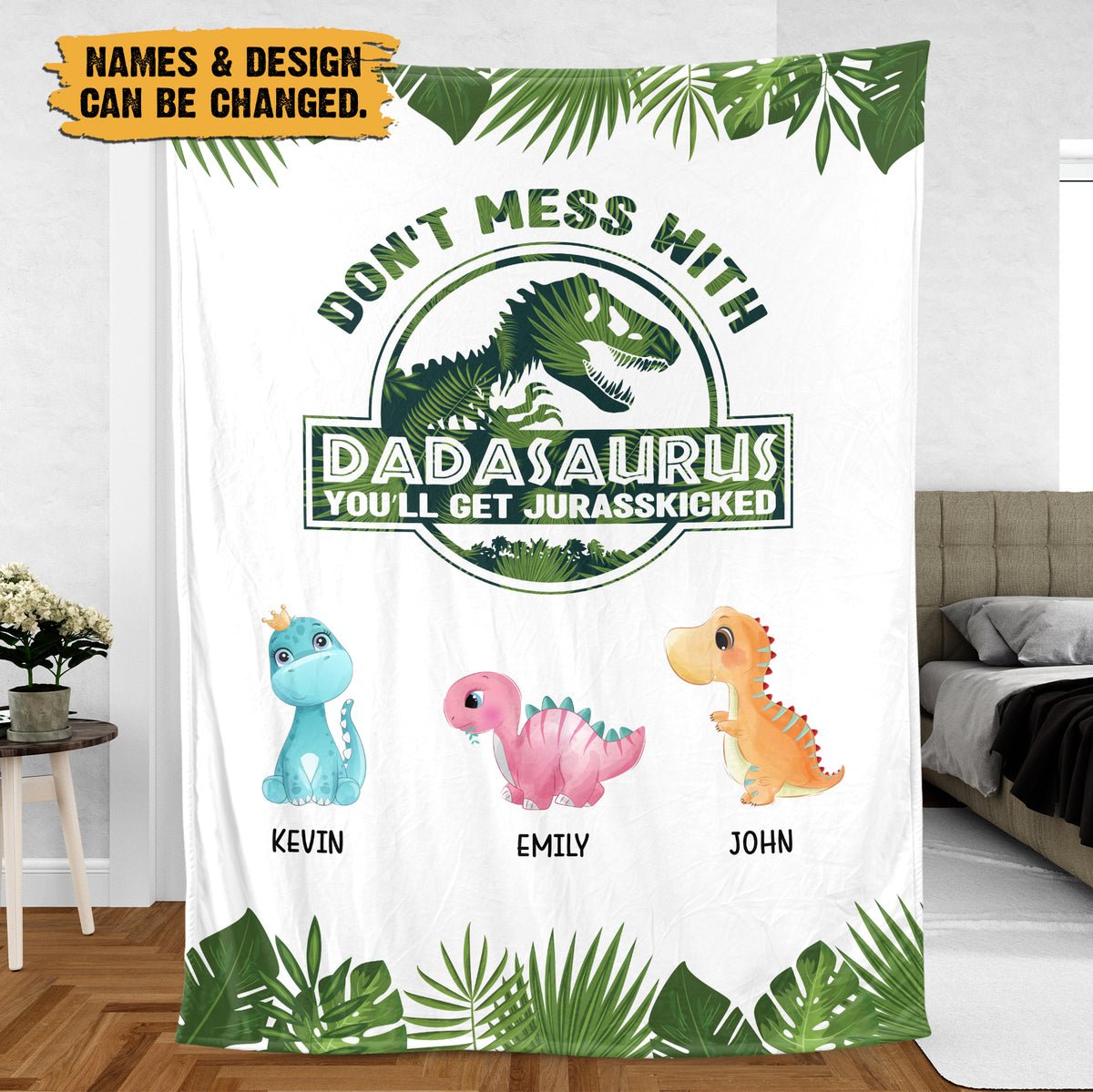 Personalized Blanket For Dad - Papasaurus/Dadasaurus Blanket - Giftago - 2