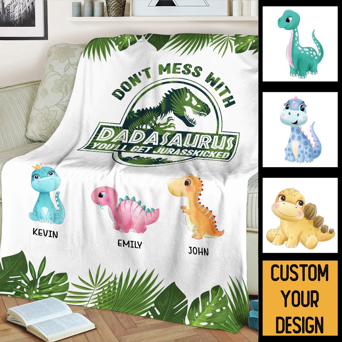 Personalized Blanket For Dad - Papasaurus/Dadasaurus Blanket - Giftago - 5