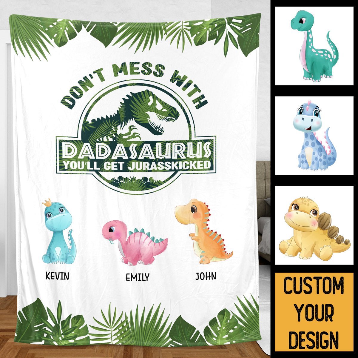 Personalized Blanket For Dad - Papasaurus/Dadasaurus Blanket - Giftago - 6