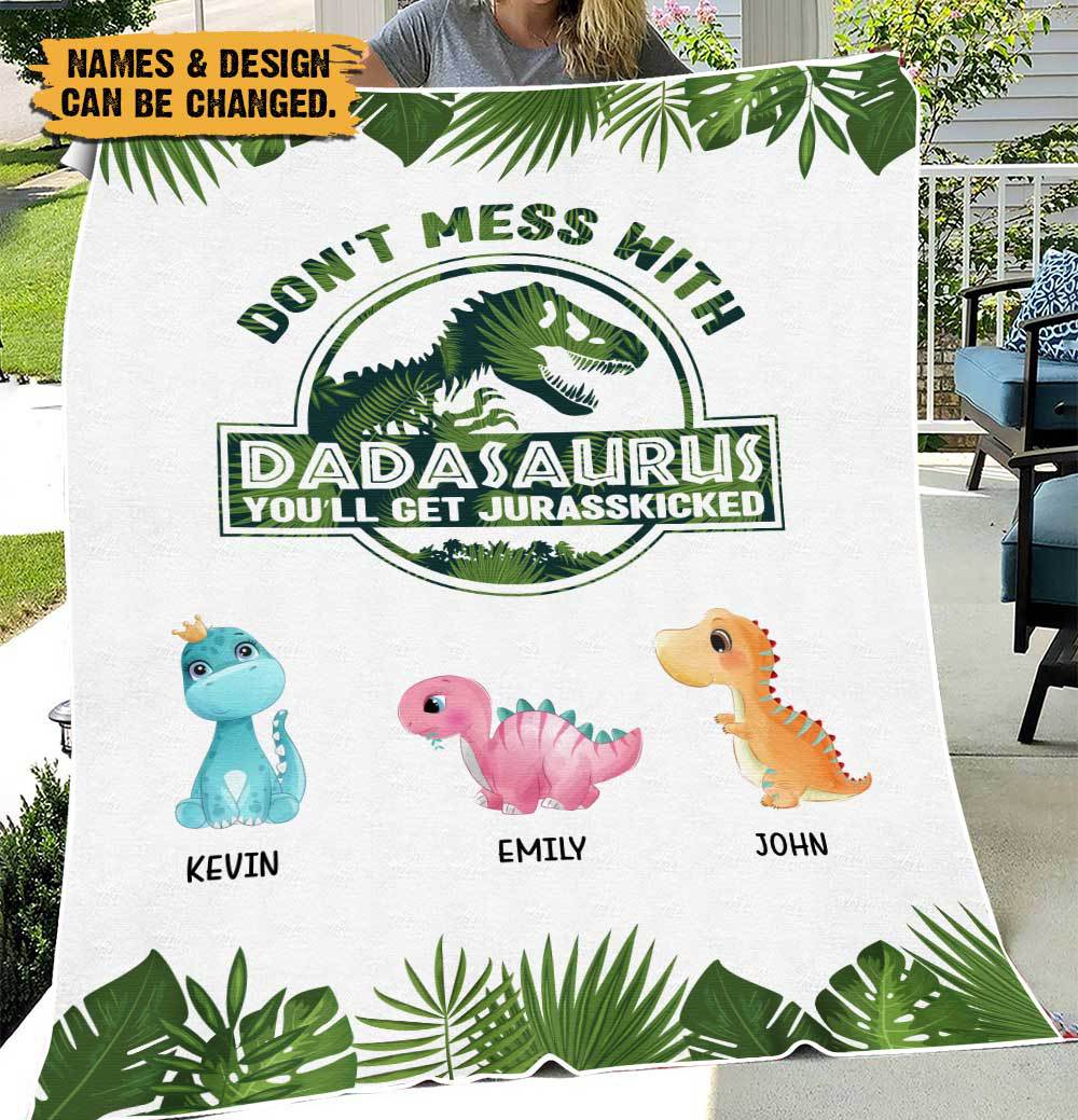 Personalized Blanket For Dad - Papasaurus/Dadasaurus Blanket - Giftago - 4
