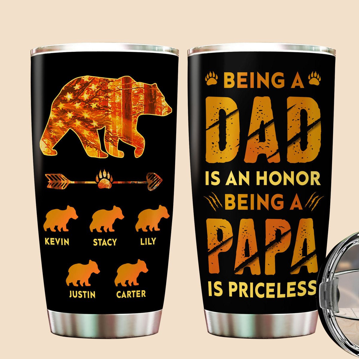 Daddy/ Grandpa Bear - Personalized Tumbler - Best Gift For Father, Grandpa - Giftago