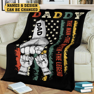 Daddy Hand Bumps - Personalized Blanket - Best Gift For Dad - Giftago