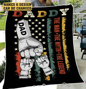 Daddy Hand Bumps - Personalized Blanket - Best Gift For Dad - Giftago