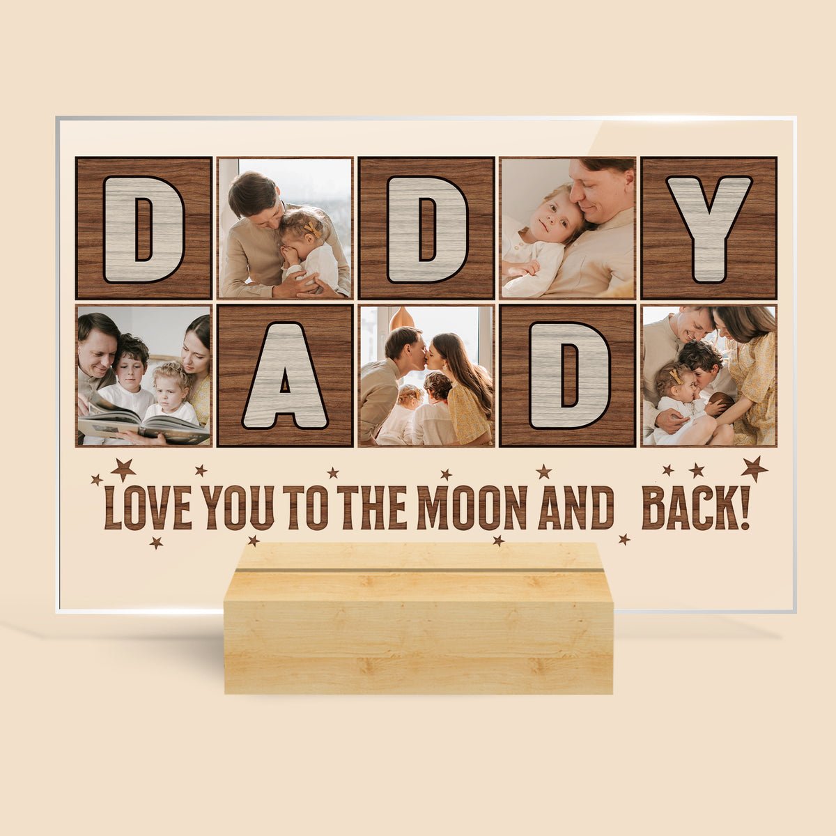 Daddy - Love You To The Moon And Back - Personalized Acrylic Plaque - Best Gift For Dad/ Grandpa - Giftago