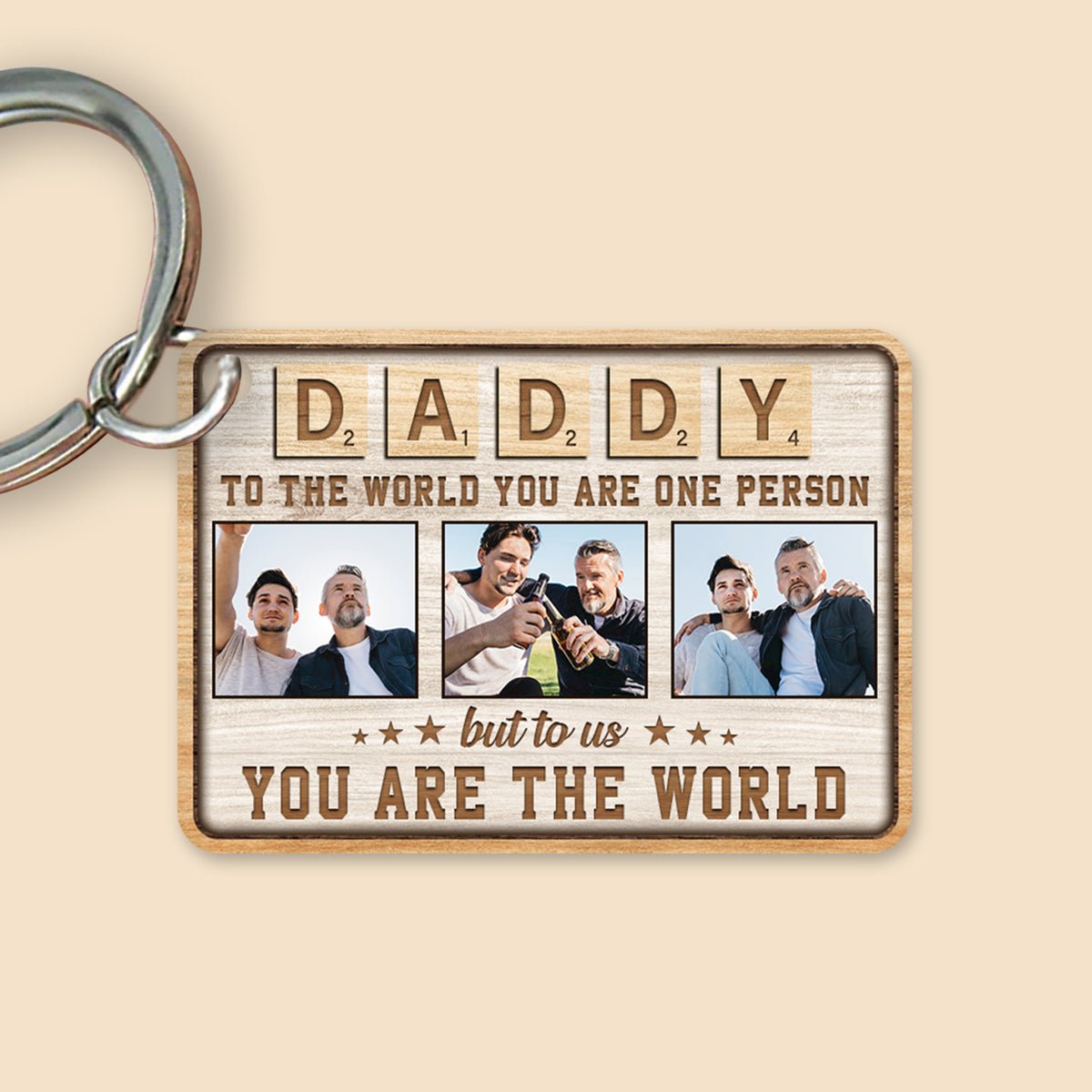 Personalized Wooden Keychain - To Us You Are The World