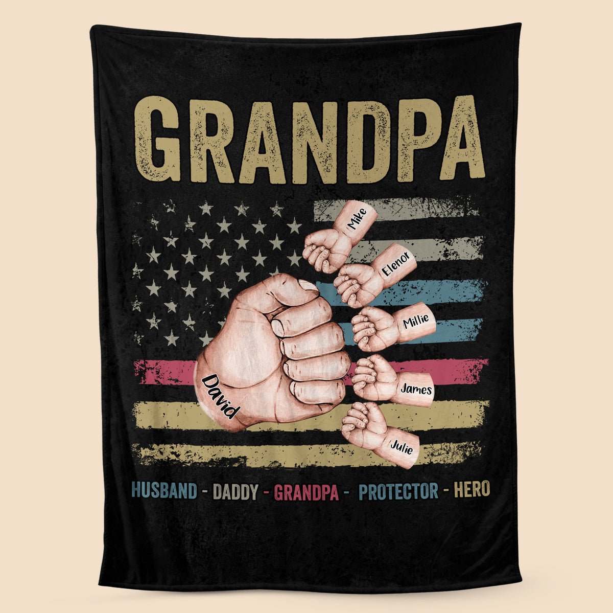 Dad/Grandpa Fist Bump - Personalized Blanket - Best Gift For Dad - Giftago