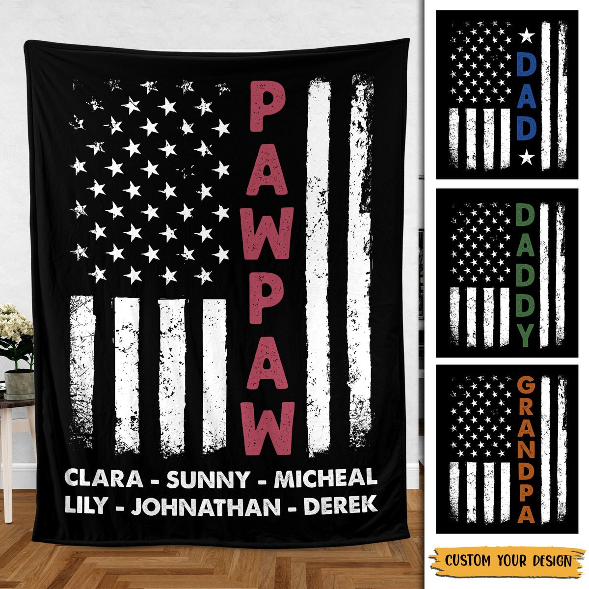 Dad/Grandpa Stars - Personalized Blanket - Best Gift For Father Grandpa - Giftago