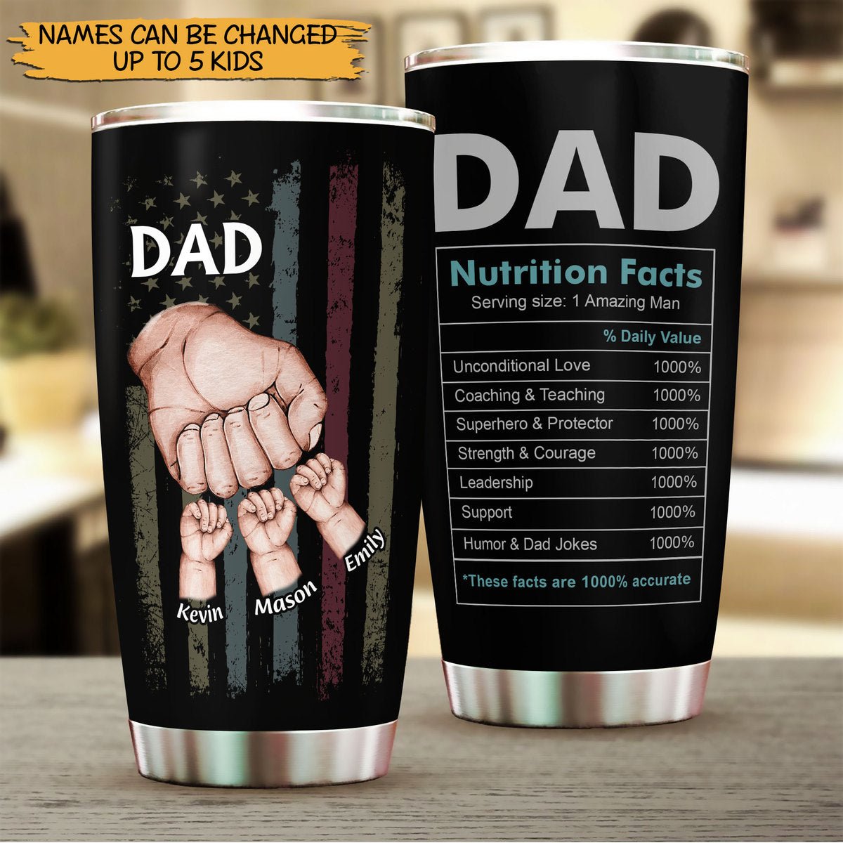 Best Dad Ever Dad Nutrition Facts Custom Tumbler Gift For Father