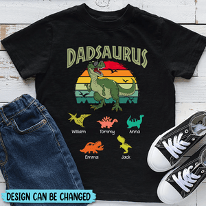 Dadsaurus Dinosaur Family - Personalized T-Shirt/ Hoodie Front - Gift for Dad - Giftago