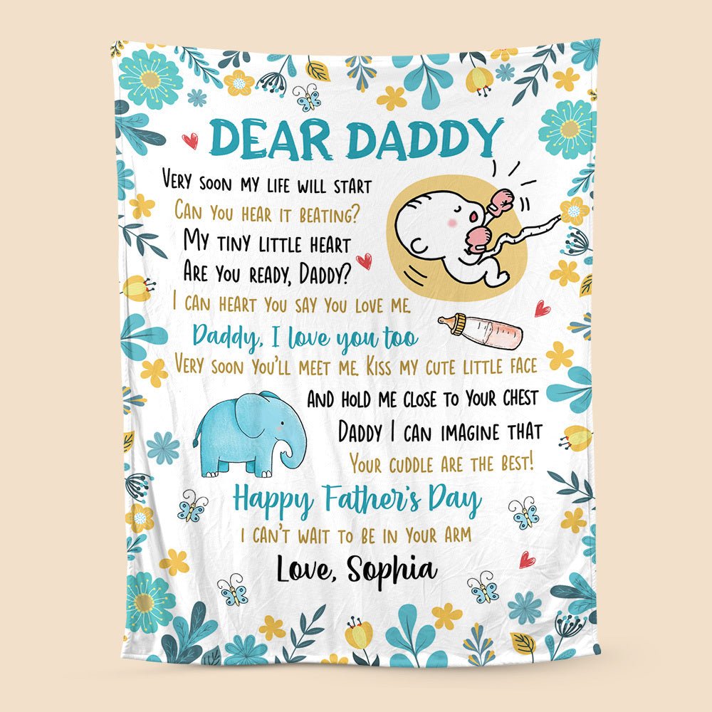 Dear Daddy, Happy Father's Day - Personalized Blanket - Best Gift For Father Grandpa - Giftago