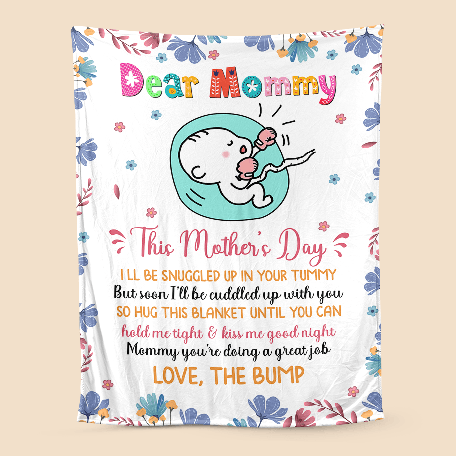 Dear Mommy, Love The Bump - Personalized Blanket - Best Gift For Mom - Giftago