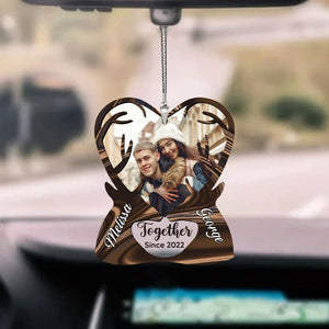 Deer Couple - Personalized Acrylic Car Ornament - Best Gift For Couple - Giftago