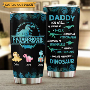 Dinosaur Fatherhood - Personalized Tumbler - Best Gift For Father - Giftago