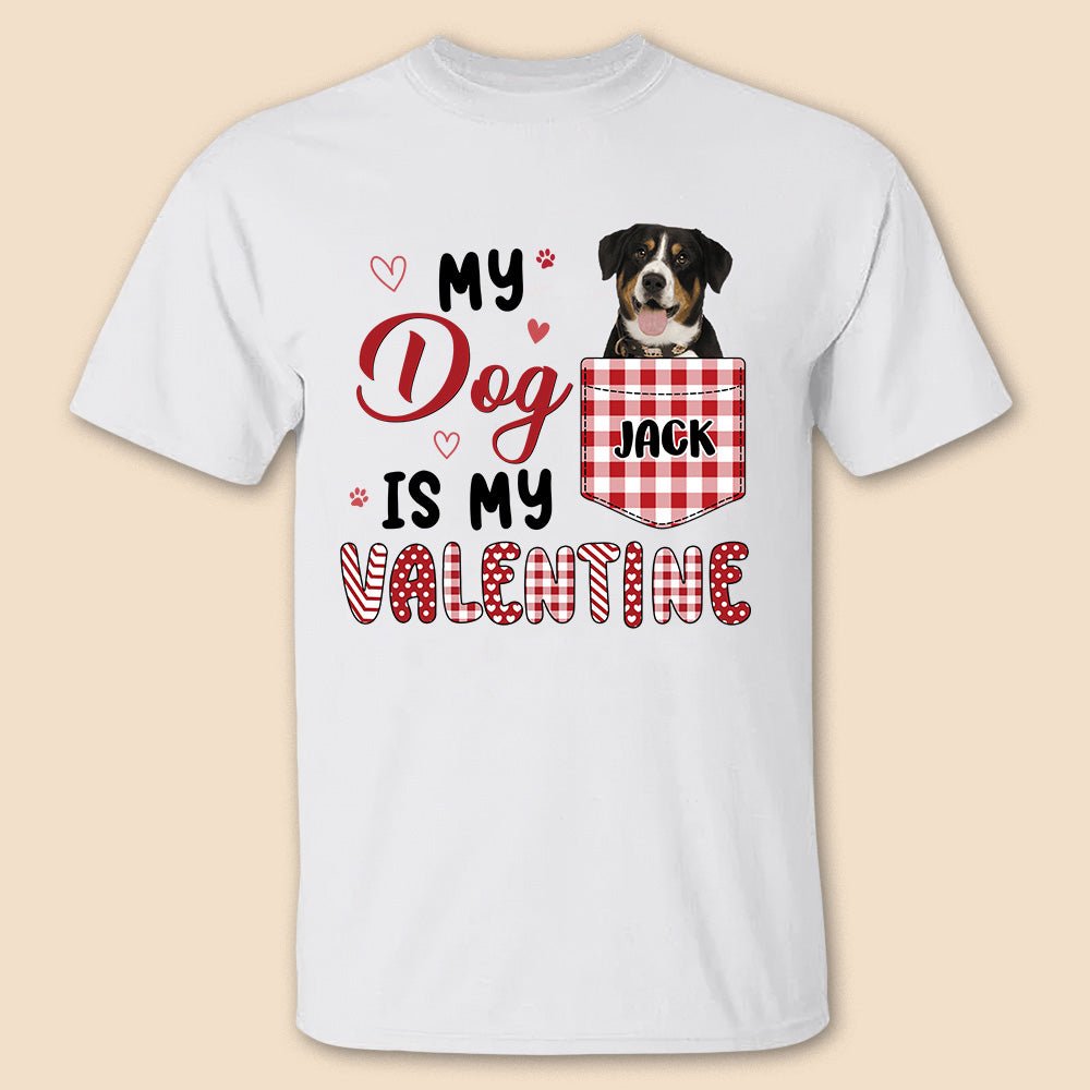 Dog Is My Valentine Photo Pocket - Personalized T-Shirt & Hoodie - Gift for Couple - Giftago