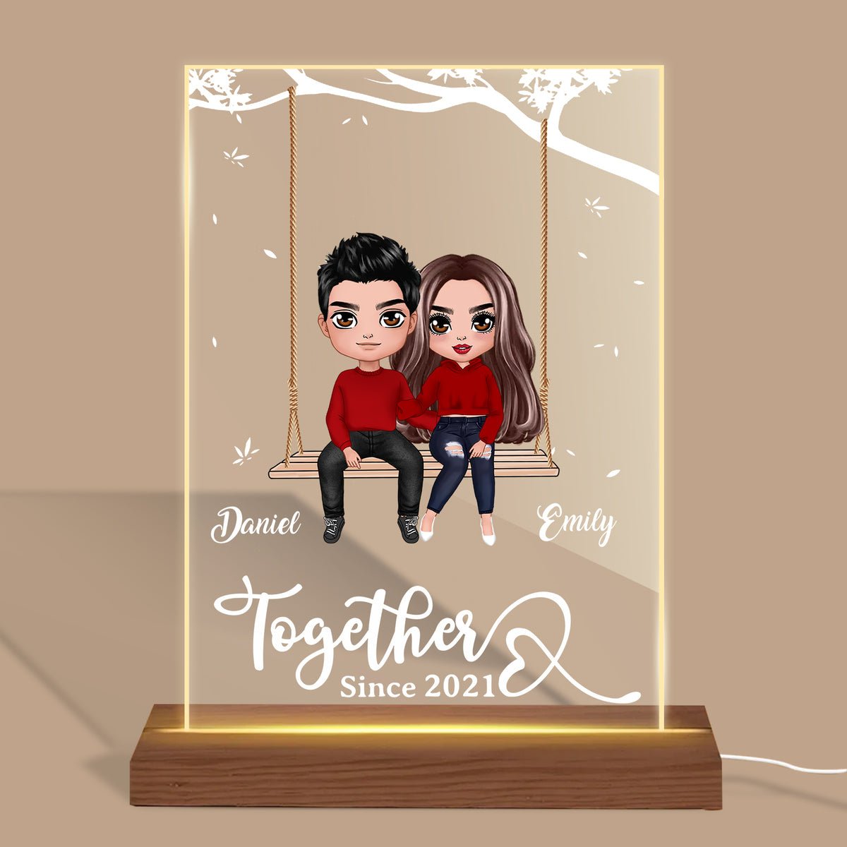 Doll Couple Sitting Together Since Christmas Pillow (Insert Included) -  Lailorp