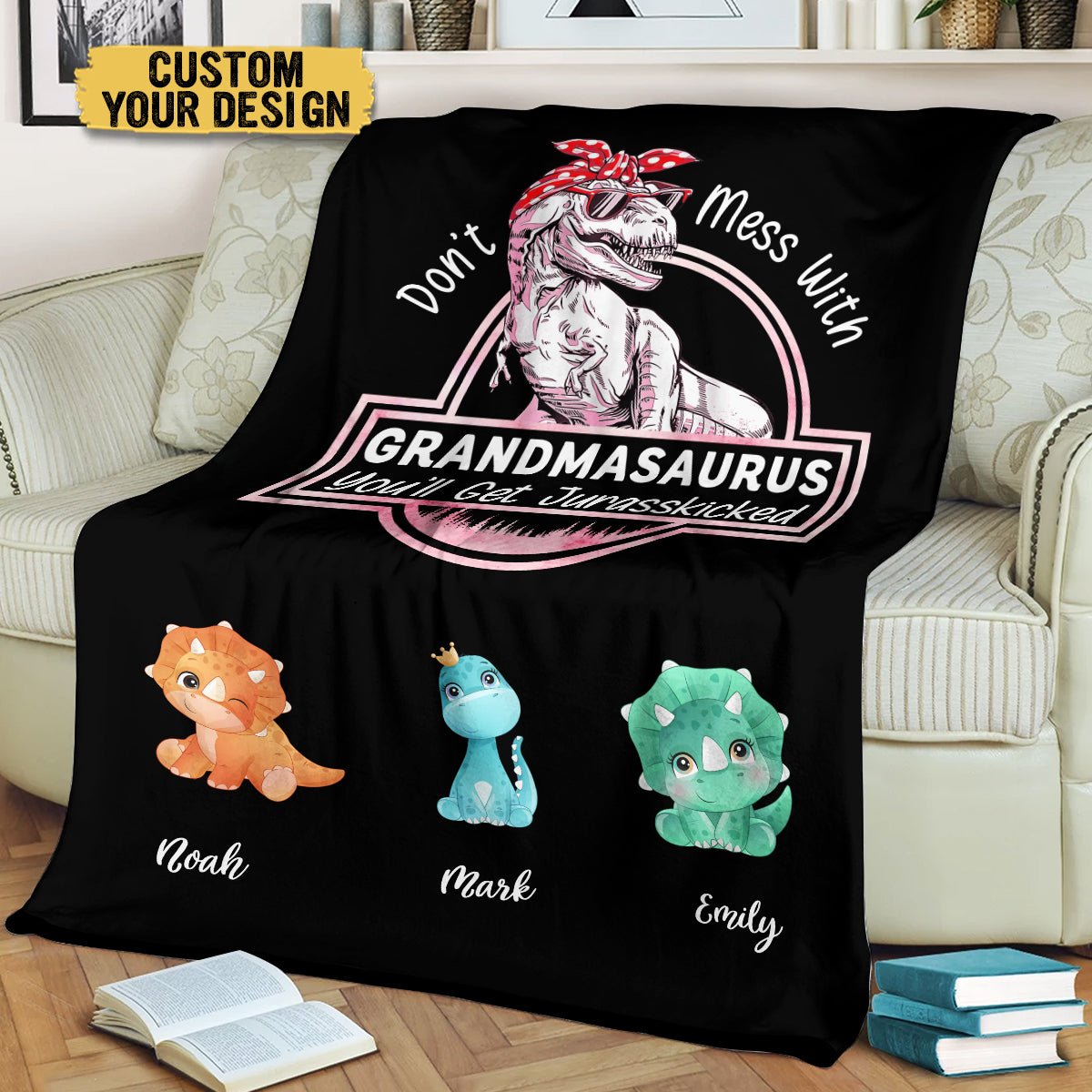 Don't Mess With Grandmasaurus - Personalized Blanket - Best Gift For Grandma - Giftago