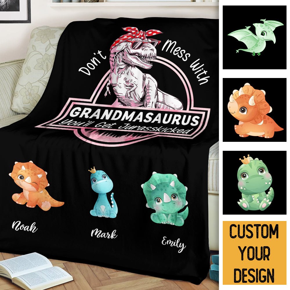 Don't Mess With Grandmasaurus - Personalized Blanket - Best Gift For Grandma - Giftago