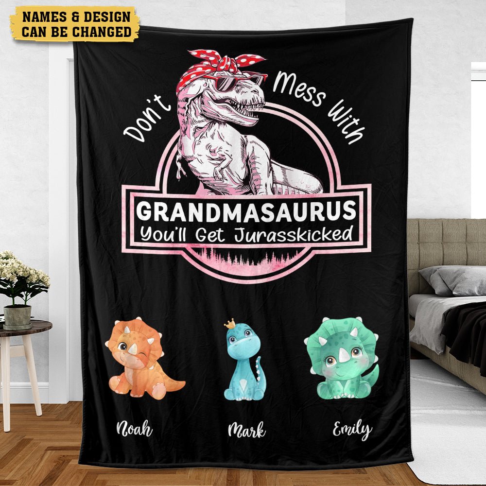 Don't Mess With Grandmasaurus - Personalized Blanket - Best Gift For Grandma - Giftago
