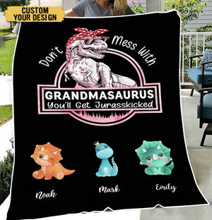 Don't Mess With Grandmasaurus - Personalized Blanket - Best Gift For Grandma - Giftago
