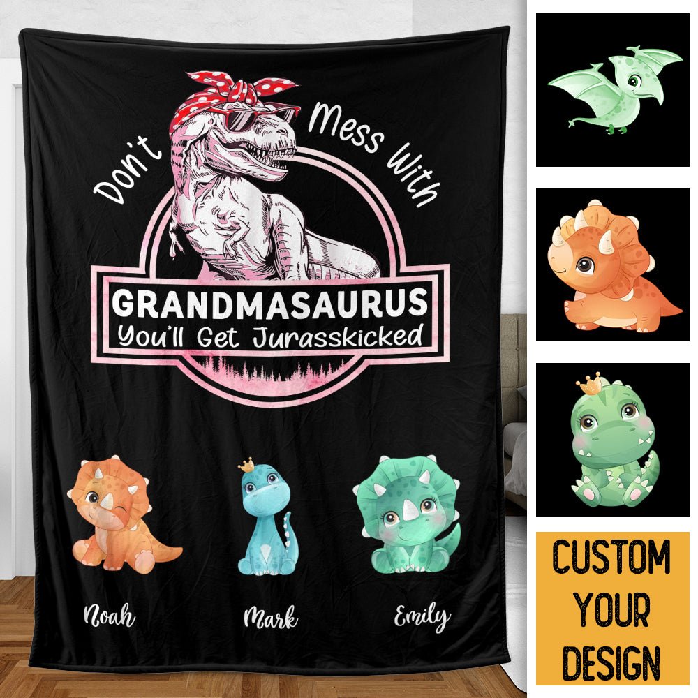 Don't Mess With Grandmasaurus - Personalized Blanket - Best Gift For Grandma - Giftago