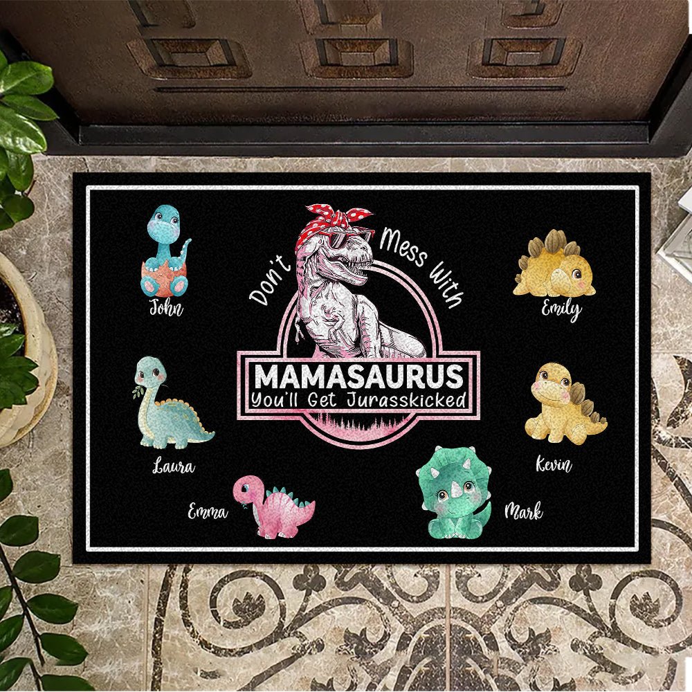 Don't Mess With Mamasaurus - Personalized Doormat - Best Gift For Mother, Grandma - Giftago