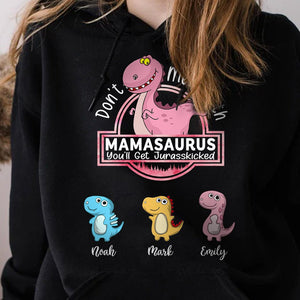 Personalized T-Shirt/ Hoodie - Mamasaurus With Pink Pattern