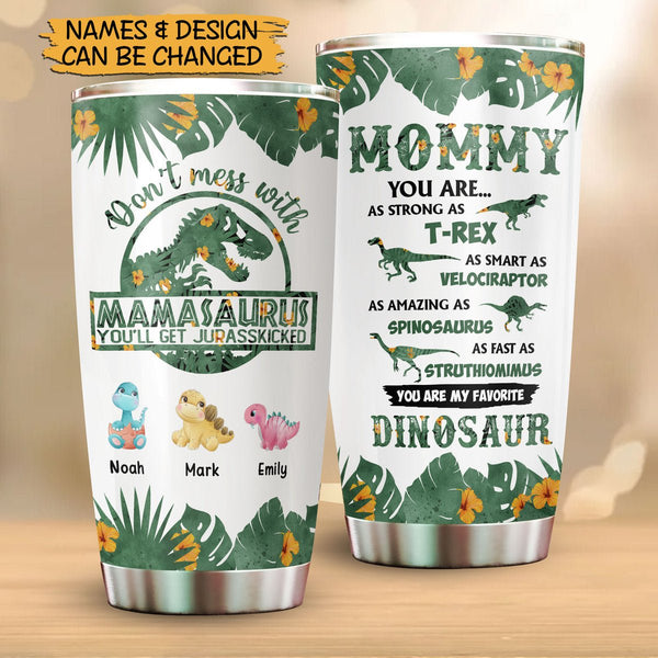 Personalized Tumbler - Mamasaurus Black Tropical - Giftago