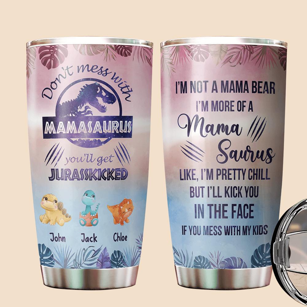 Personalized Tumbler - Mamasaurus & Photo - Best Gift For Mother - Giftago